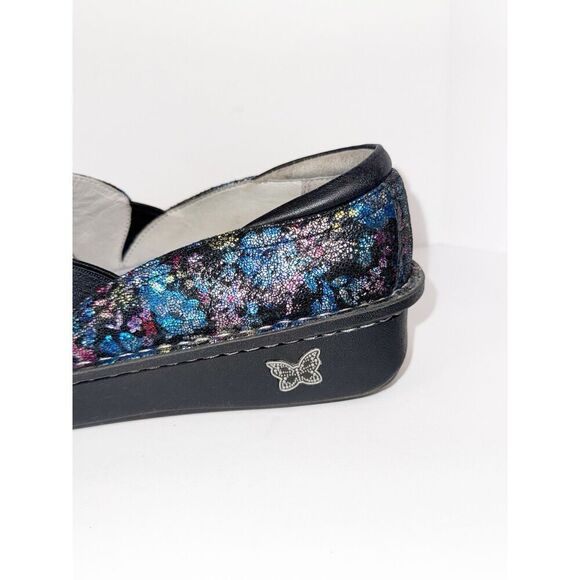 Alegria Shoes Leather SlipOn Loafer Debra Metallic Floral Comfort Nurse 38/8-8.5 - Picture 15 of 16